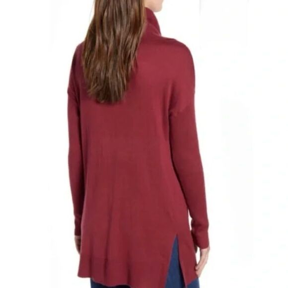Caslon Burgundy 3-In-1 Convertible Cowl Neck Side Slit Tunic NWT - Picture 2 of 11